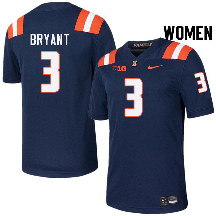 Women #3 Alec Bryant Illinois Fighting Illini College Football Jerseys Stitched-Navy